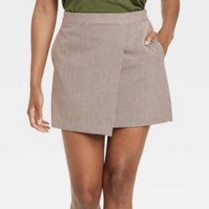 A New Day Brown Plaid Mini Skirt size 8